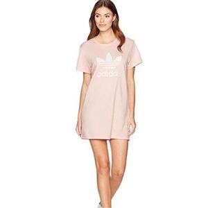 adidas Women’s Originals Trefoil oversized t-shirt mini dress Pink Logo Size M